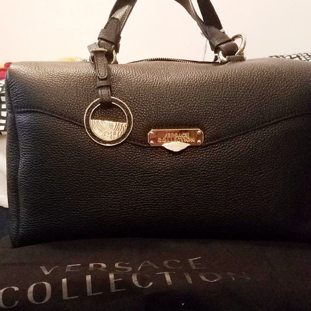 UNUSED!! Versace Satchel Handbag Donna Borsa Black